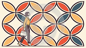 Vibrant Geometric Pattern with Interlocking Circular Shapes, Modern and Dynamic Design, vector design Generative AI