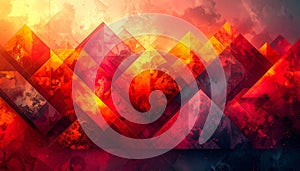 Vibrant Geometric Pattern with Triangles and Gradient Colors