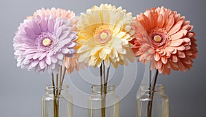 Vibrant gerbera daisies in a glass jar, a summer gift generated by AI