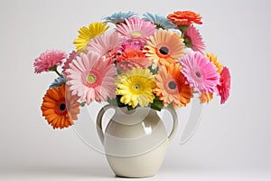 Vibrant Gerbera daisies vase. Generate Ai