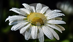Vibrant gerbera daisy blossom glistening with dew generated by AI