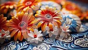Vibrant gerbera daisy bouquet, a celebration of nature beauty generated by AI