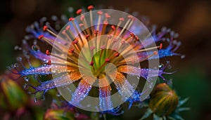 Vibrant gerbera daisy in dewy meadow foreground generated by AI