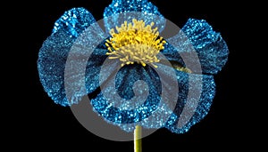 Vibrant gerbera daisy in macro, dew drops on petals generated by AI