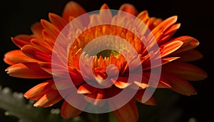 Vibrant gerbera daisy, macro focus on single flower petal generated by AI