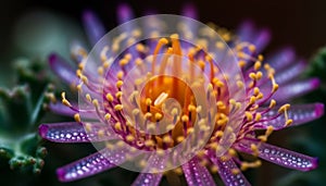 Vibrant gerbera daisy pollen attracts bee in formal garden beauty generated by AI