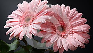 Vibrant gerbera daisy reflects beauty in nature colorful bouquet generated by AI