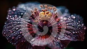 Vibrant gerbera daisy in wet autumn environment generated by AI