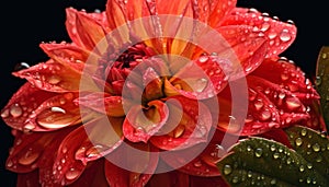 Vibrant gerbera daisy in wet autumn garden, love beauty abstract generated by AI