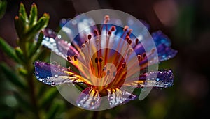 Vibrant gerbera daisy in wet meadow freshness generated by AI