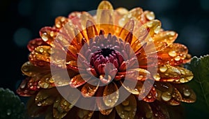 Vibrant gerbera daisy in wet meadow generated by AI