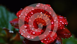 Vibrant gerbera daisy, wet with raindrop dew generated by AI