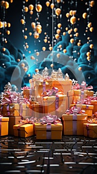 Vibrant gift-filled space, prime for ads. Captivate holidays, birthdays, gatherings with allure.