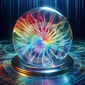 A vibrant glass hologram displaying a mesmerizing D rainbow spe photo