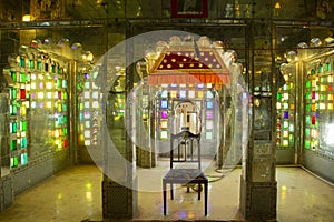 Vibrant Glass work inside City Palace,Udaipur,Rajasthan,India