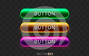 Vibrant glossy web buttons with a modern neon effect. Perfect for user interface design and interactive elements.