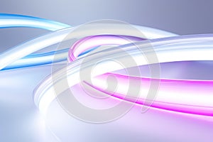 Vibrant Glow: Blue and Pink Neon Lines in Abstract Harmony