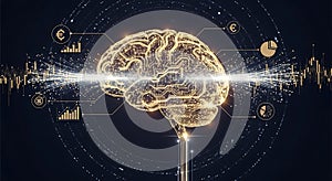 Artificial Intelligence Brain Processing Financial and Business Data
