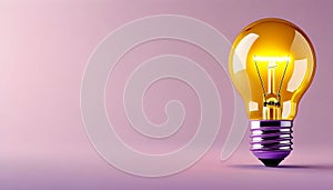 Glowing Lightbulb on Pink Background