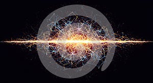 Vibrant glowing lines form an abstract digital network