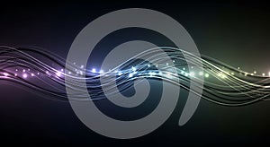 Vibrant glowing wave lines on a dark canvas