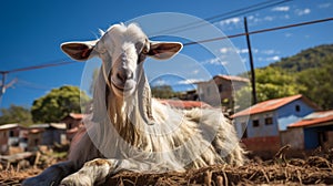 Vibrant Goat In Madagascar: A Captivating Villagecore Portrait