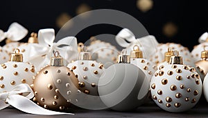 Vibrant gold ornament brings joy to Christmas decoration season generated by AI