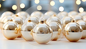 A vibrant gold ornament brings joy to the Christmas season generated by AI