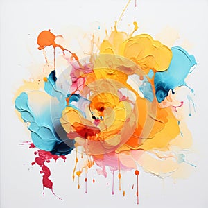 Vibrant Gouache Painting With Organic Shapes And Energy Explosions