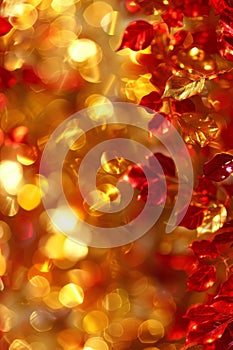 Vibrant gradient bokeh lights in yellow, orange, and red tones for abstract background