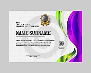 Vibrant gradient certificate and achievement template vector