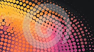 Gradient Halftone Pattern With Pink, Orange, and Yellow Circles on Black