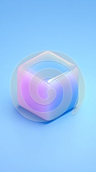 Abstract Cube with Gradient Colors on Blue Background