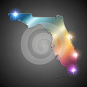 Vibrant Gradient Florida Map with Digital Glow and Grid Background