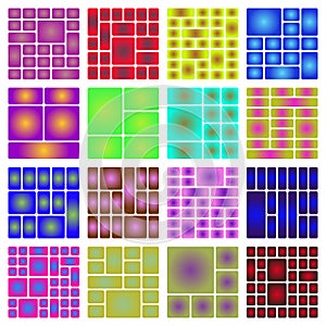 Vibrant gradient geometric patterns abstract grid design with rounded rectangles