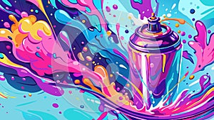 Vibrant Graffiti Spray Can Explosion in Colorful Abstract Art