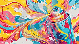 Vibrant Graffiti Spray Can Unleashing Colorful Abstract Art