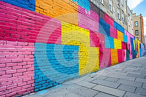 Vibrant graffiti wall in urban setting