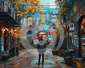 Vibrant graffiti wall in urban setting