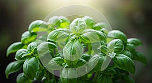 Vibrant Green Basil Plant Closeup