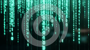 Vibrant Green Binary Data Stream Background Digital Code Flow for Technology IT Concepts