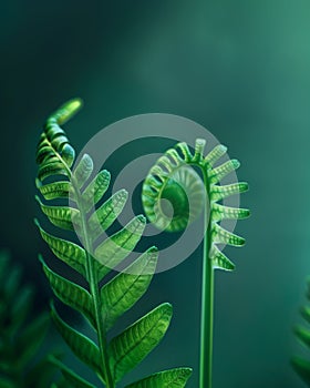 Vibrant Green Ferns Unfurling in Soft Light