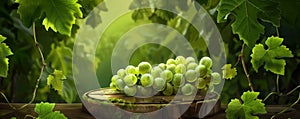 Vibrant Green Grape Bunch Glistening with Water Droplets, Nature’s Bounty