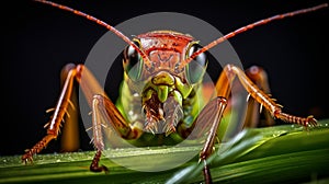 Vibrant Green Grasshopper On Lush Grass - Nature Photography