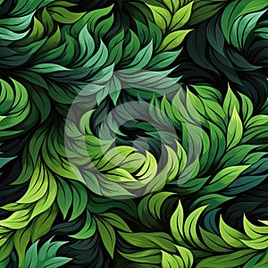 Vibrant green leaf pattern with fluid brushwork and bold colors (tiled