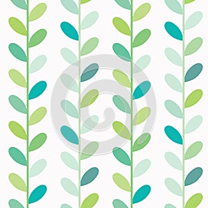 Vibrant green leaf vector pattern, seamless botanical print