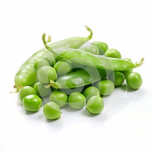 Vibrant Green Peas On White Background - Angura Kei Style