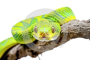Vibrant Green Snake on Branch