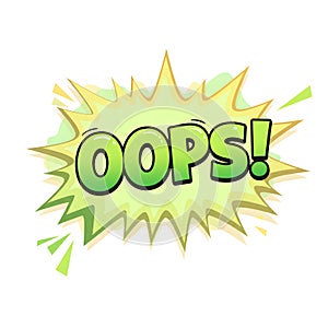 Oops Comic Book Style Word Art Explosion Green Yellow Graphic Design