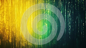 Vibrant green and yellow digital binary data background for computer graphics and design
